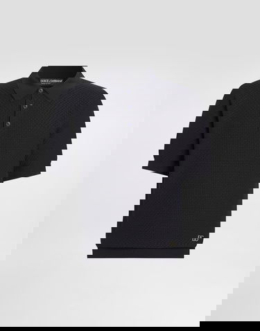 Polo tričko Dolce & Gabbana Textured Cotton Polo Shirt Navy | GXZ02TJBCGFB0665, 0