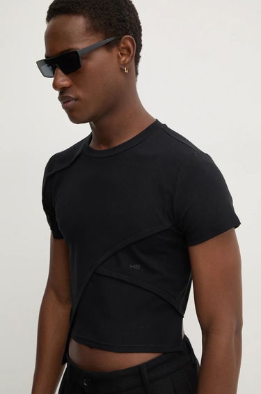 Tričko HELIOT EMIL Asymmetrical Cropped T-Shirt Čierna | HE.W.09.024.C01.BLK01, 7