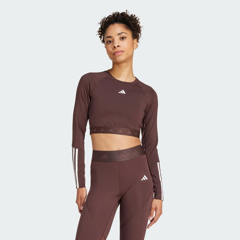 Crop Top adidas Performance Hyperglam Training Crop Long Sleeve T-Shirt Hnedá | IX3247