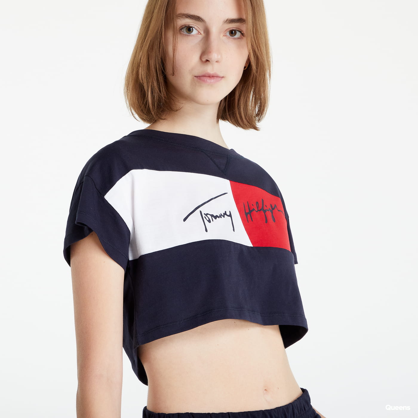 Crop Top Tommy Hilfiger Cropped T-shirt Navy | UW0UW03467-DW5, 1