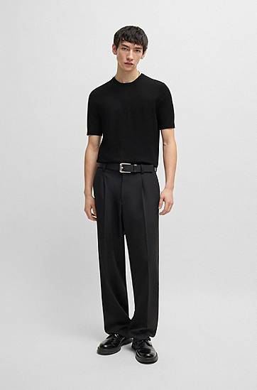 Sveter BOSS Slim-Fit Knitted Sweater Čierna | 50536693, 1