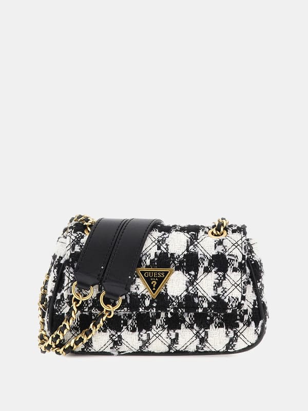 Taška cez rameno GUESS Tweed Giully Mini Crossbody Bag Biela | HWTW8748780, 0