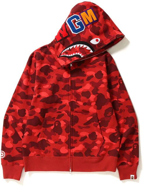 Mikina BAPE Bape Color Camo Shark Full Zip Hoodie Red Červená | 001ZPJ201003M-RED, 0