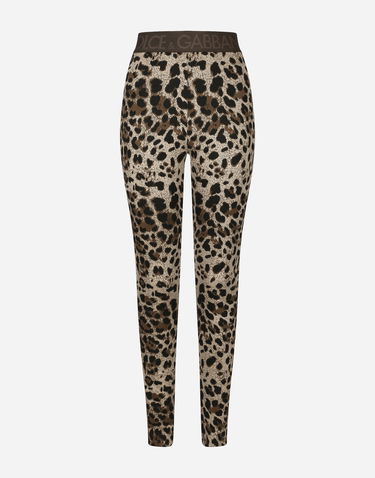 Legíny Dolce & Gabbana Jersey Leggings With Leopard Design Hnedá | FTCQKTFJGASS8350, 0