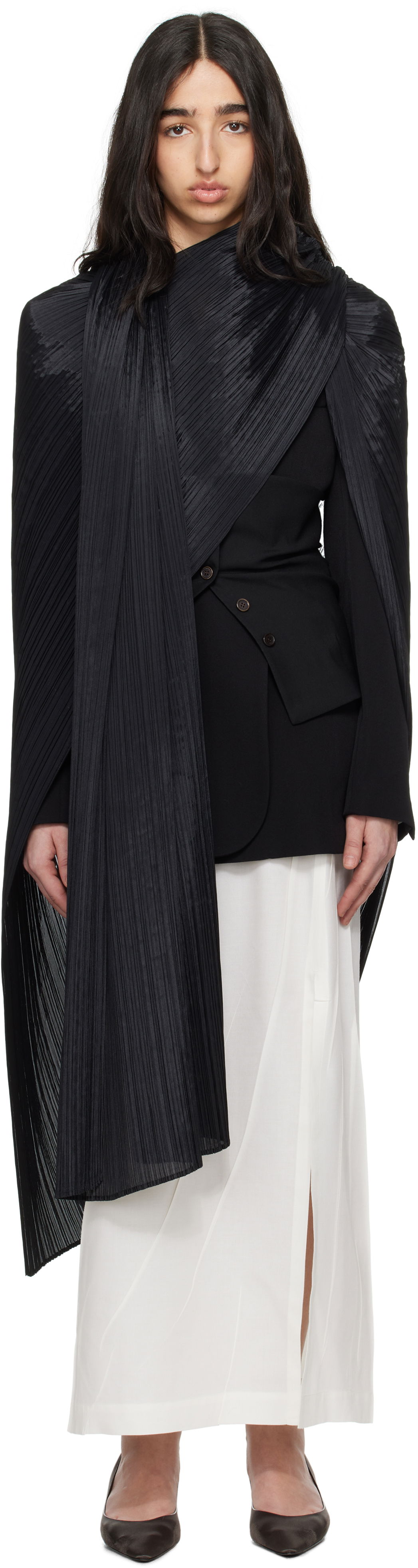 Šál Pleats Please Issey Miyake Pleats Please Issey Miyake Madame-T Draped Stole Čierna | PP56AD101, 0