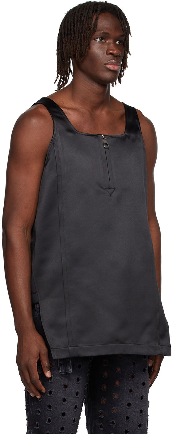Tielko We11done We11done Zip-Front Satin Tank Top Čierna | WD-BL1-22-129-M-BK, 1