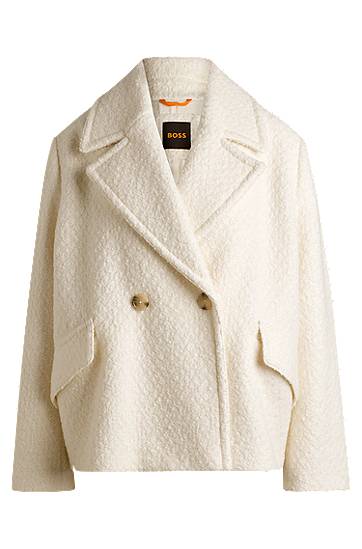 Bunda BOSS BOSS Bouclé Double-Breasted Coat Biela | 50534895, 0