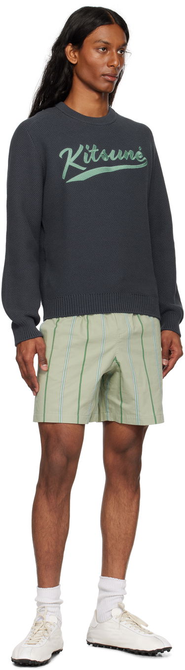 Sveter MAISON KITSUNÉ Kitsuné Varsity Embroidered Mesh Sweater Šedá | OM00808KT1137, 3