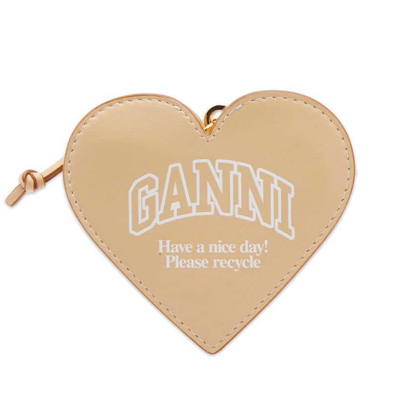 Peňaženka GANNI Funny Heart Zip Coin Purse Béžová | A5469-482