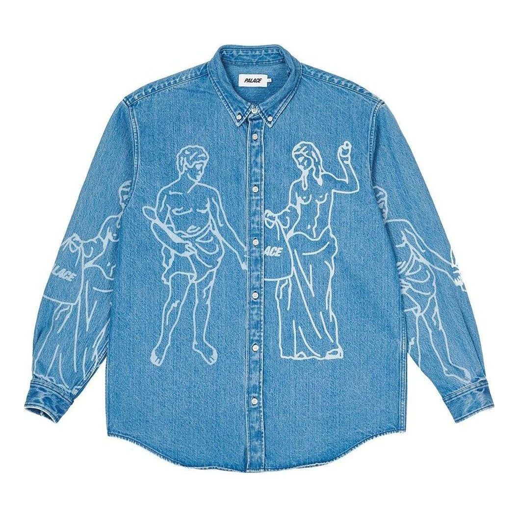 Košeľa Palace Palace Graphic Print Denim Shirt Modrá | P22SHT087, 0