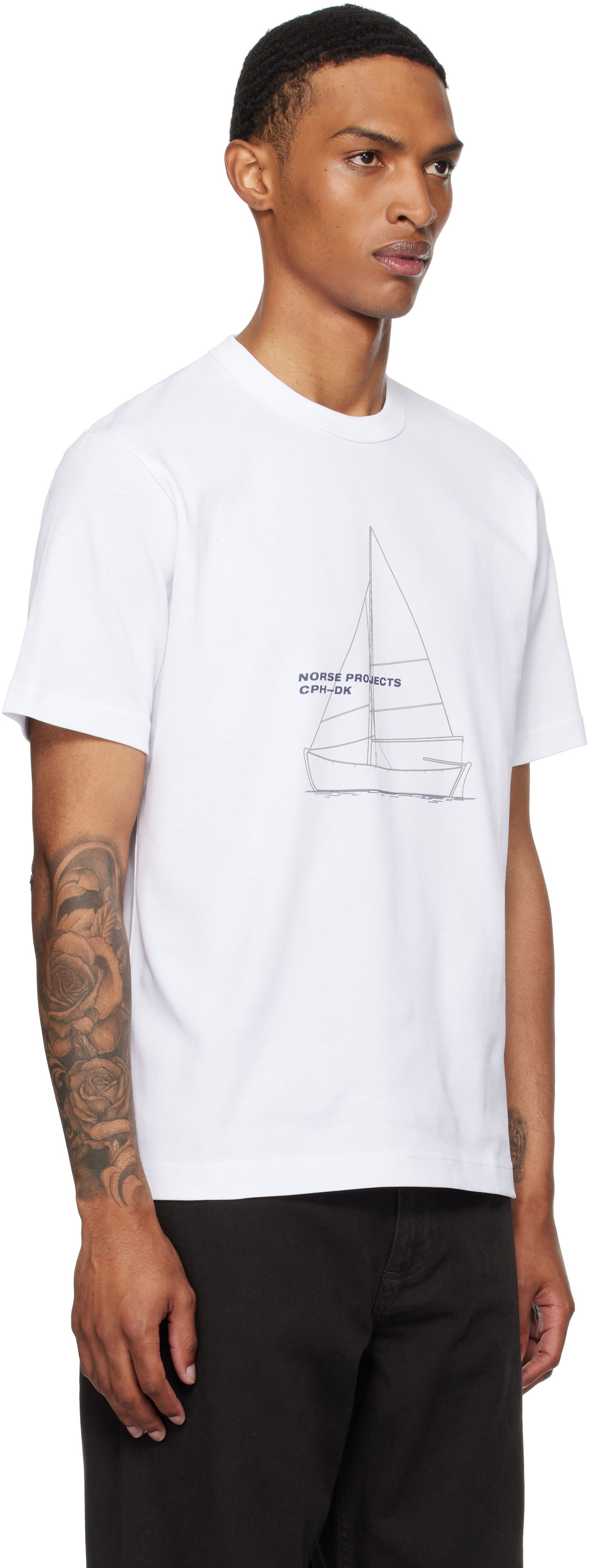 Tričko NORSE PROJECTS Norse Projects Holger Organic Boat Print T-Shirt Biela | N01-0677, 1