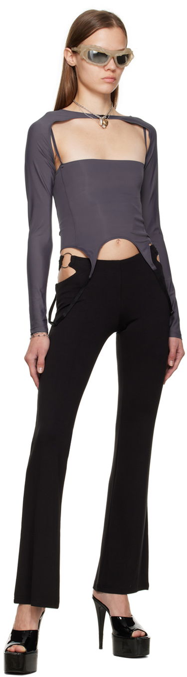 Crop Top Miaou Miaou Phoenix Cutout Long Sleeve T-Shirt Šedá | 7043TKCHL, 3