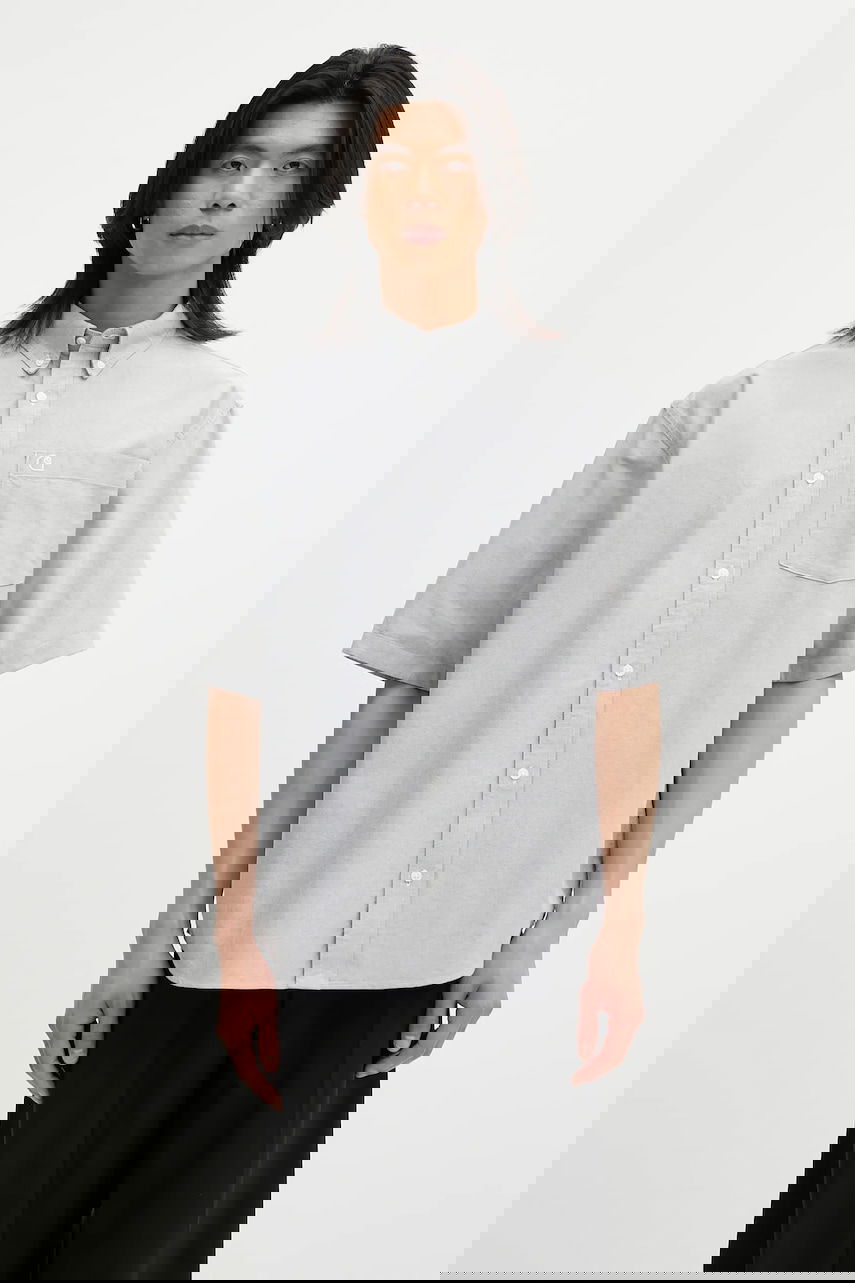 Košeľa Carhartt WIP Braxton Short Sleeve Button-Down Relaxed Fit Shirt Šedá | I031454.2V3XX, 0