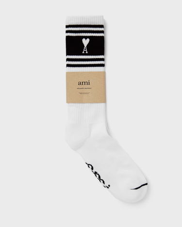 Ponožky AMI Striped Socks With Heart Logo Biela | USC012.AW0015-001, 0