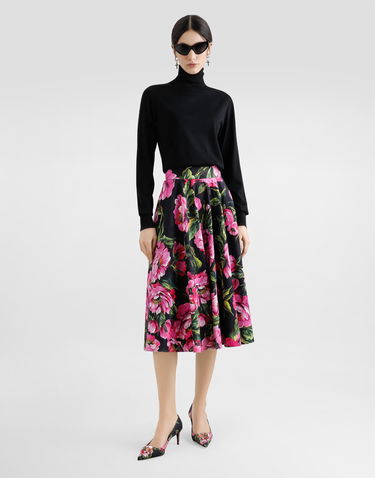 Sukňa Dolce & Gabbana Dolce & Gabbana Peony Print Cotton Circle Skirt Čierna | F4C2ITFSFN9HN5KR, 1