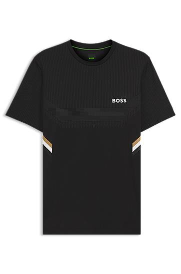 Tričko BOSS Slim-Fit Active T-Shirt with Moisture Management Čierna | 50543329, 0