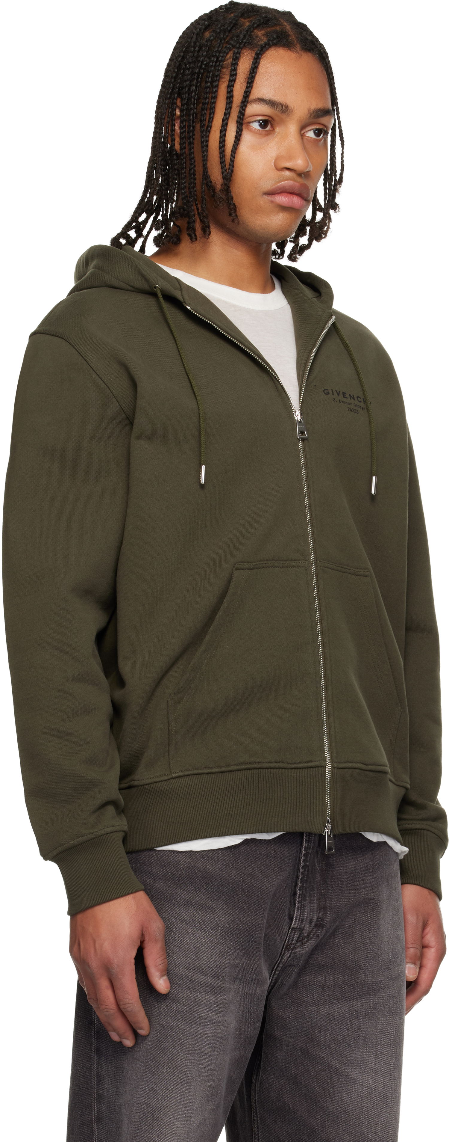 Mikina Givenchy Zipped Fleece Hoodie Zelené | BMJ0NJ3YRJ305, 1