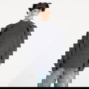 Ribbed Mock-Neck Sweater with Contrast Shoulder Panels L