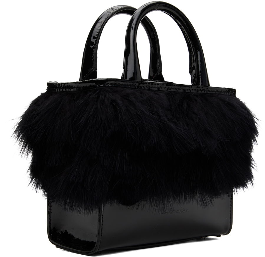 Feather Patent Leather Top Handle Bag