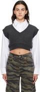 Alexanderwang.t Layered Cropped Vest with V-Neck and Button-Down Shirt