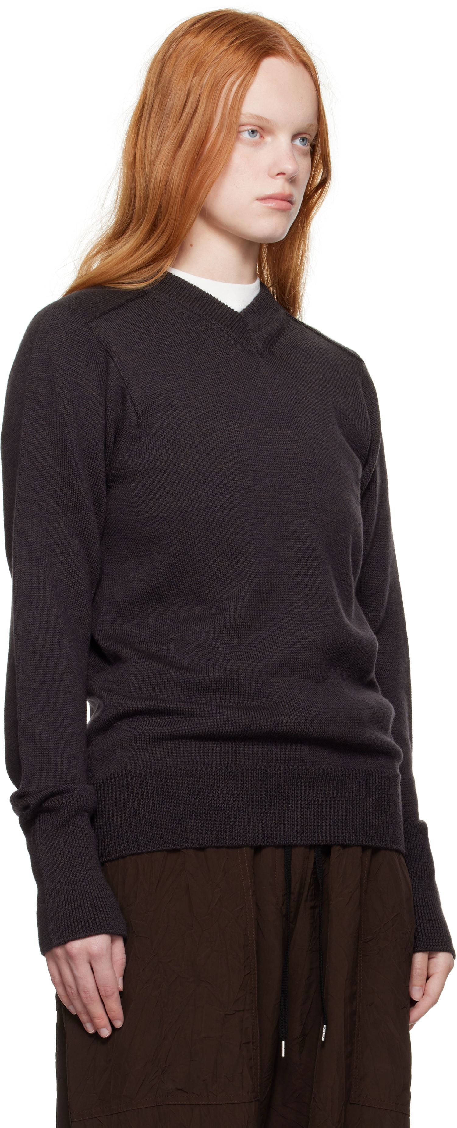 Sveter Studio Nicholson Studio Nicholson Inverness V-Neck Sweater Hnedá | INVERNESS SN - 1501, 1