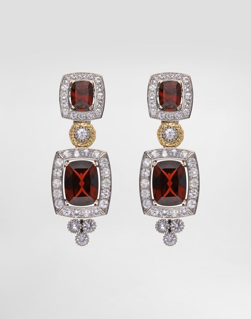 Náušnice Dolce & Gabbana Dolce & Gabbana Eleganza Garnet and Diamond Earrings Červená | WESA5GWGAR1W8266