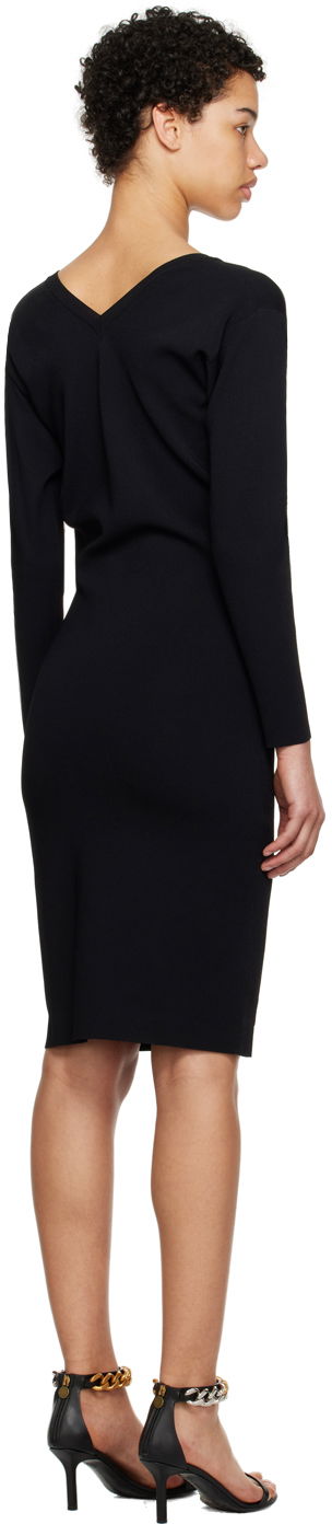 Šaty Stella McCartney Compact V-Neck Dress Čierna | 6K0426S2076, 2