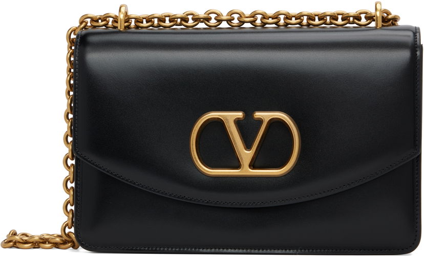 Taška cez rameno Valentino Valentino Garavani Logo Calfskin Shoulder Bag Čierna | 7Y2B0R16GCB