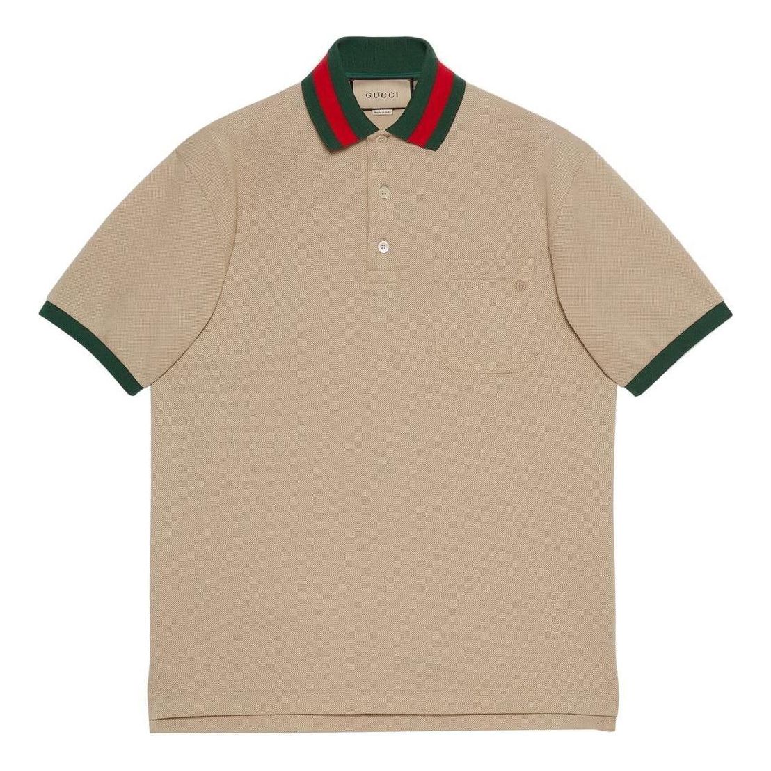 Polo tričko Gucci Web Collar Cotton Piquet Polo Béžová | 701735-XJELJ-2219, 0