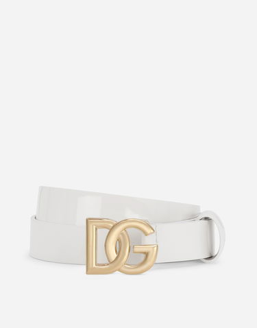 Opasok Dolce & Gabbana Dolce & Gabbana Patent Leather Belt with DG Logo Biela | EE0062A147187682, 0