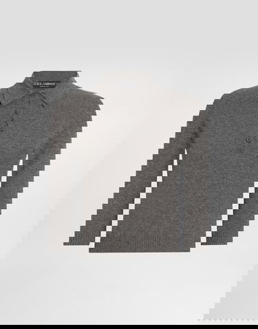 Sveter Dolce & Gabbana Dolce & Gabbana Cashmere Polo Sweater Šedá | FXZ32ZJDVC2S8292, 0