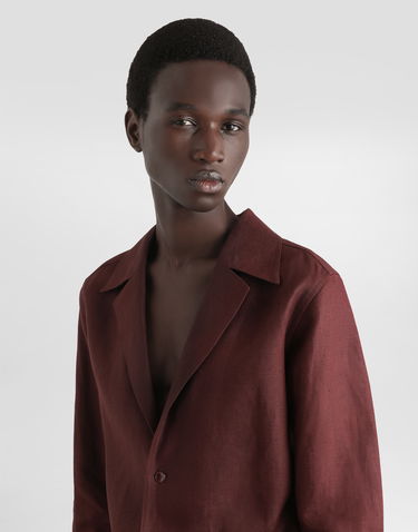 Košeľa Dolce & Gabbana Dolce & Gabbana Men's Linen Long Sleeve V-Neck Shirt Vínová | G5MX5TFU4MCM5039, 3