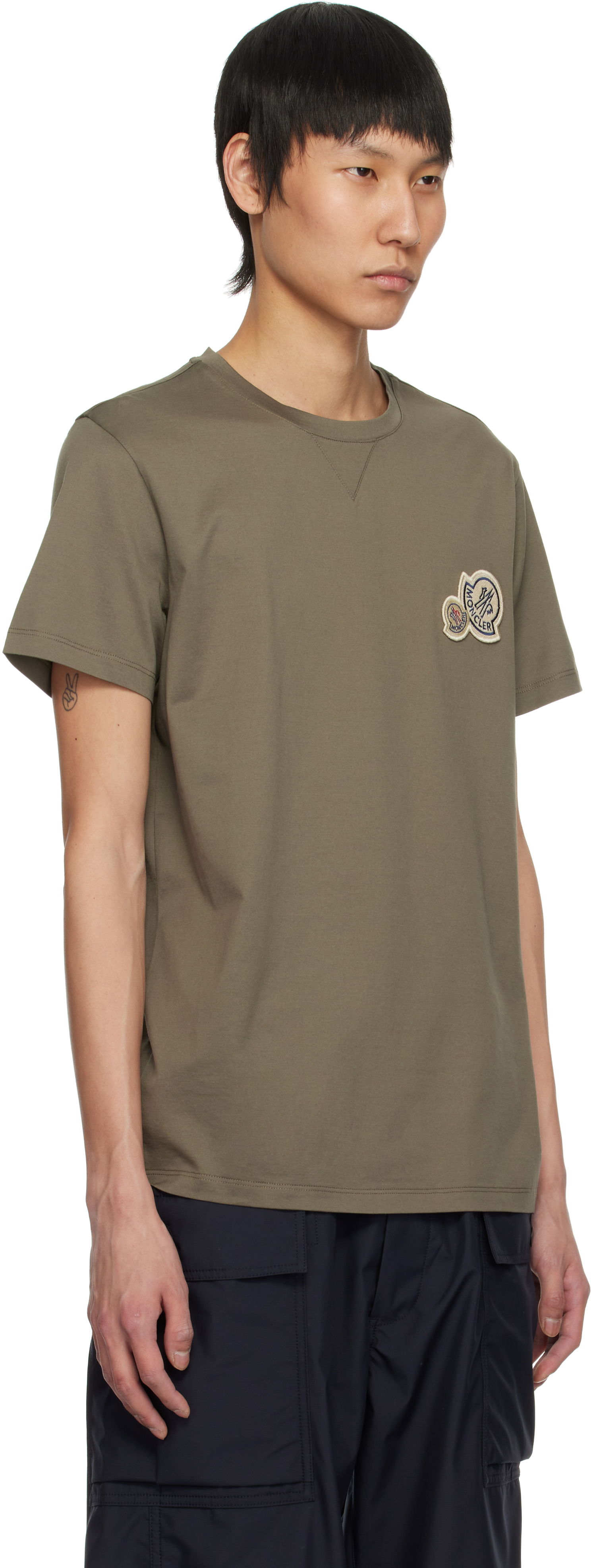 Tričko Moncler Moncler Double Logo Patch Cotton T-Shirt Zelené | K10918C000768390Y, 1