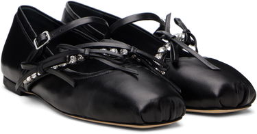 Tenisky a topánky Jimmy Choo Loli Leather Crystal-Embellished Ankle-Strap Ballerina Flats Čierna | LOLI BALLERINA, 3