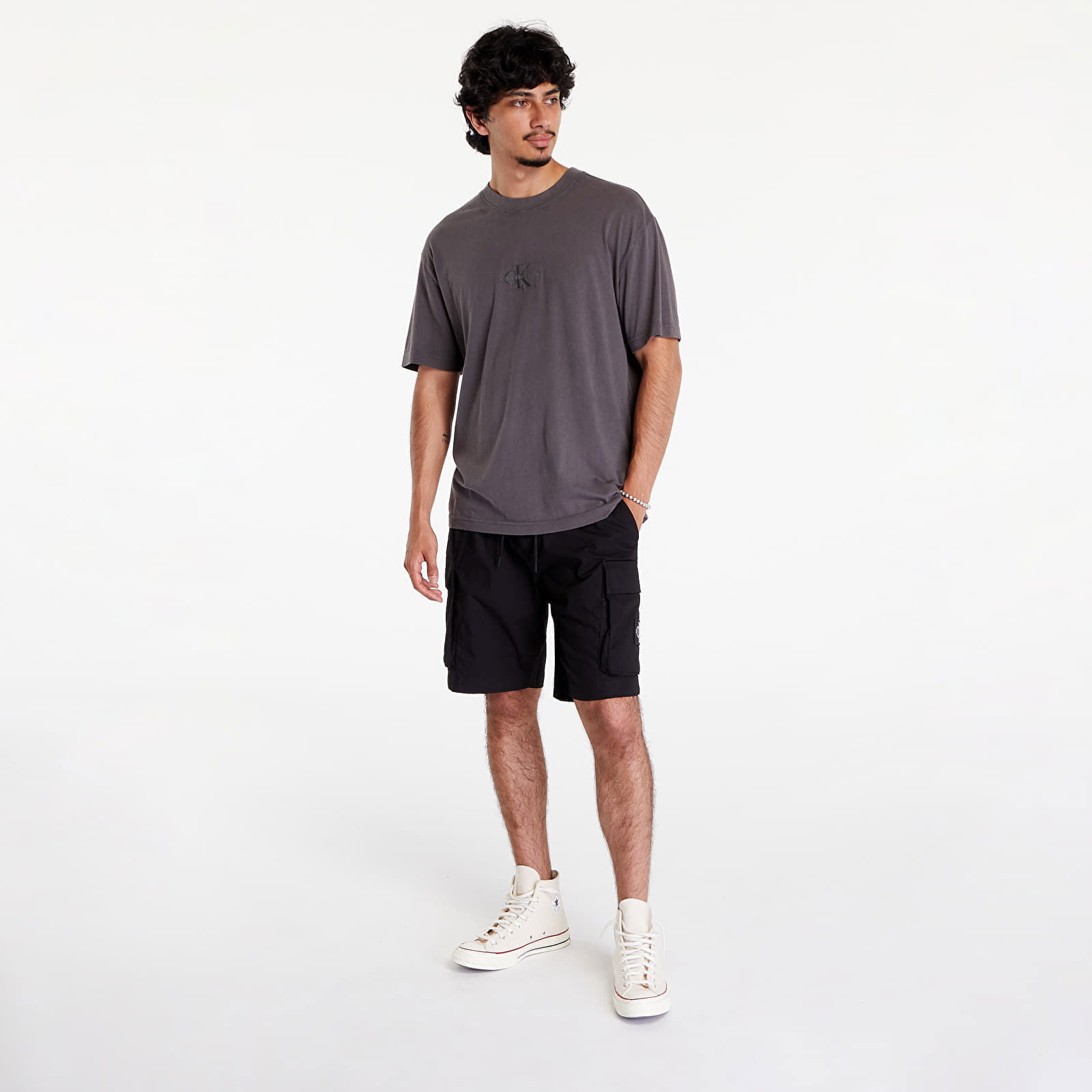 Washed Monologo Short Sleeve Tee Gray