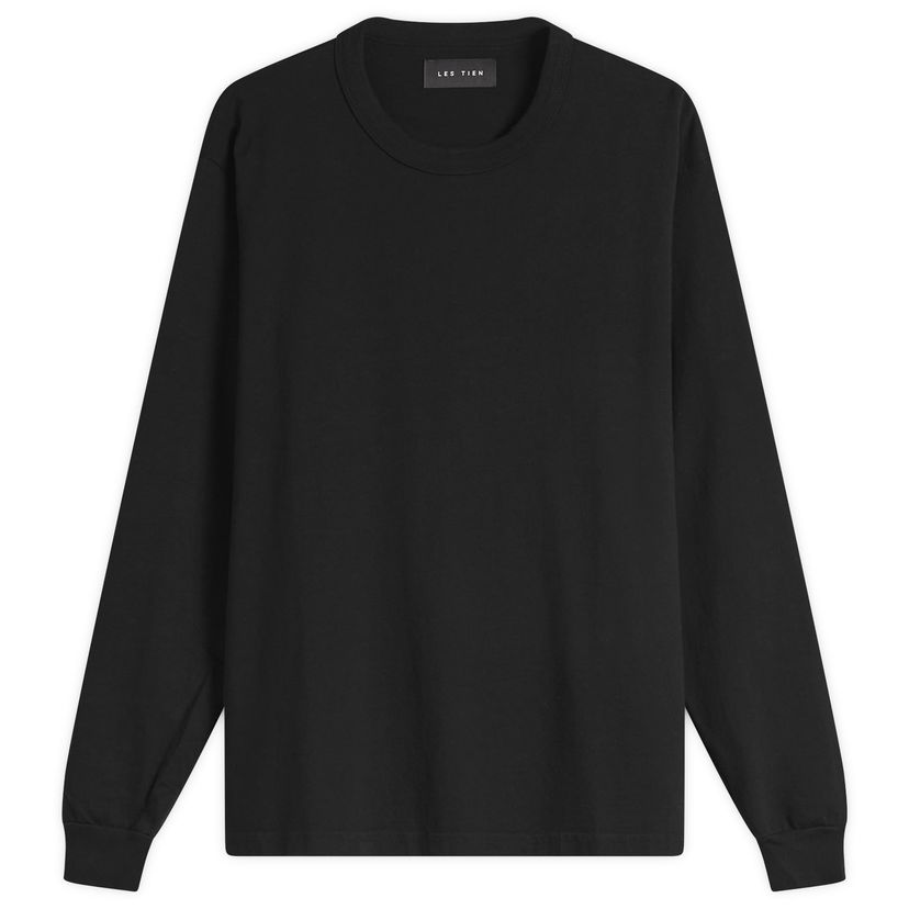 Tričko LES TIEN Heavyweight Binded Classic Long Sleeve T-Shirt Čierna | HV-2090-JTBLK