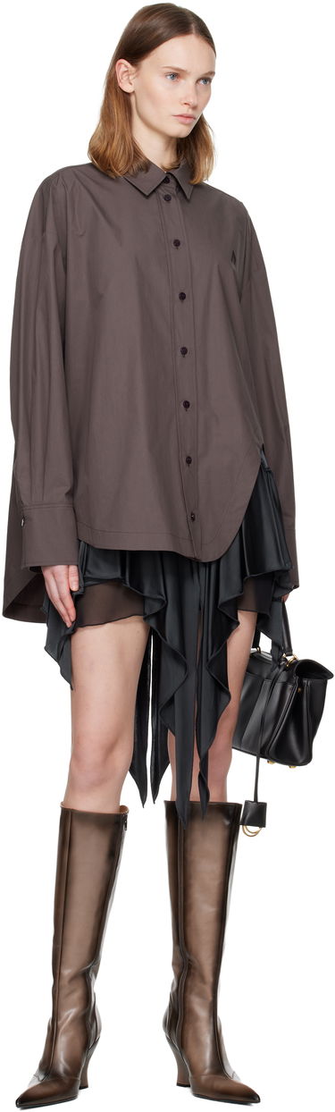 Košeľa The Attico Diana Long-Sleeve Button-Up Shirt Hnedá | 251WCH00004 CCC052AA, 3