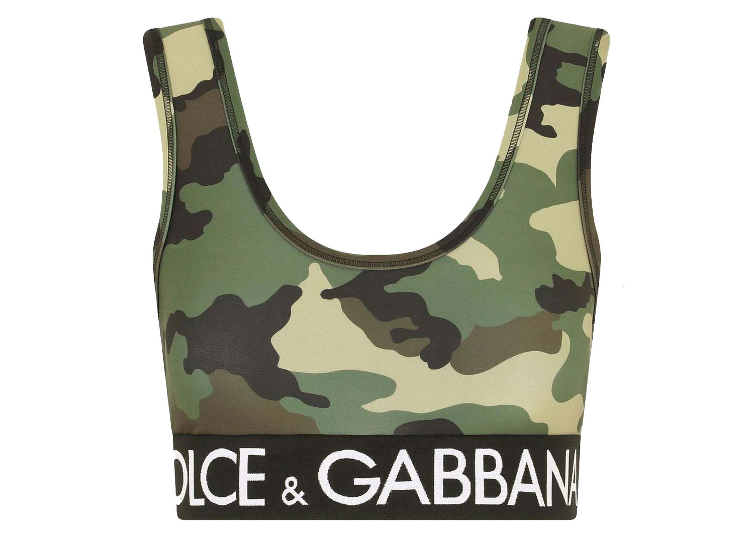 Crop Top Dolce & Gabbana Camouflage Print Cropped Top Camouflage Zelené | F75H7TFSG0U, 0