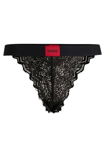 Nohavičky BOSS HUGO Stretch-Lace Briefs with Logo Waistband Čierna | 50535071, 0