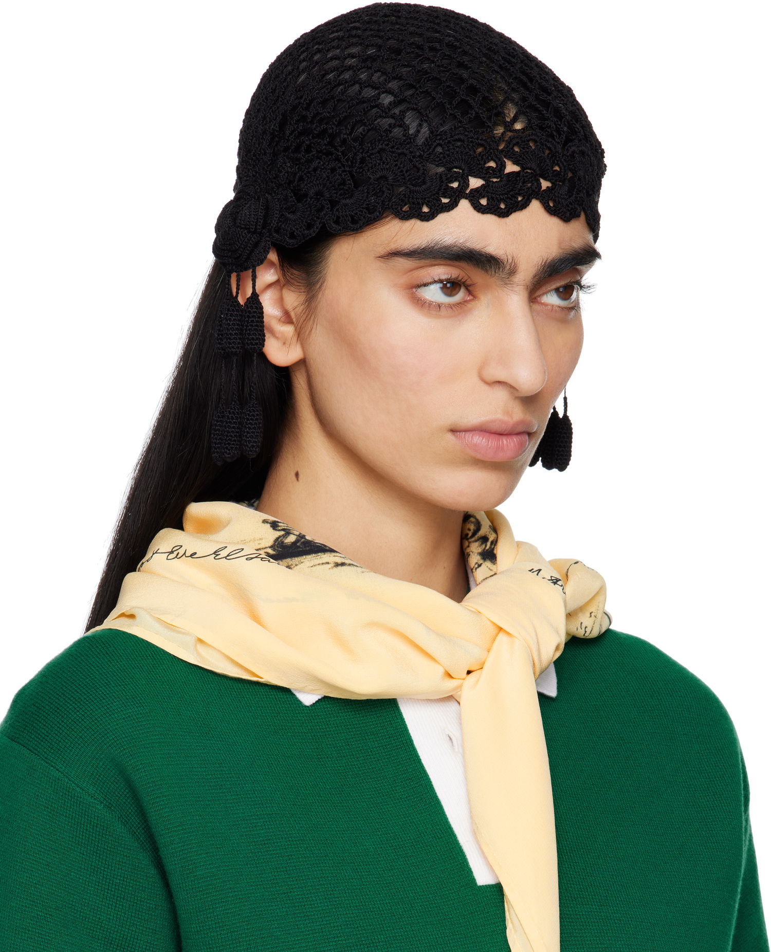 Klobúk Bode Bode Blossom Crochet Beanie with Tassels Čierna | MRS25KA022, 1