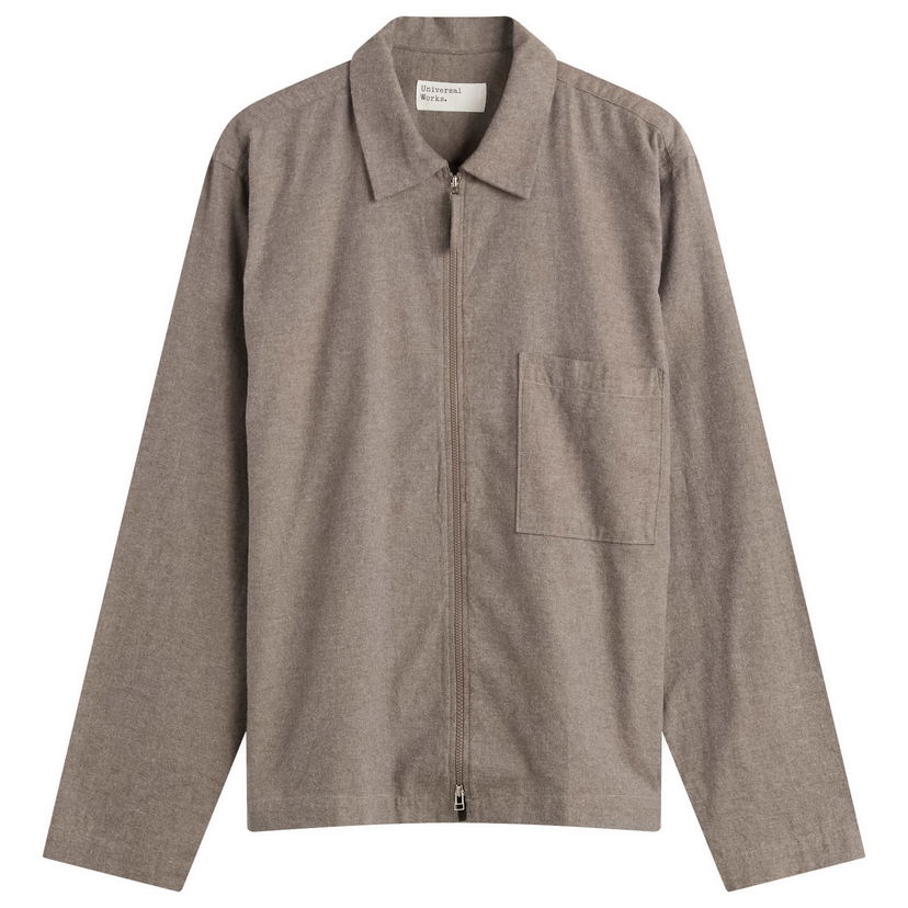 Košeľa Universal Works Brushed Flannel Zip Shirt, Size Small Hnedá | 33561-BRN
