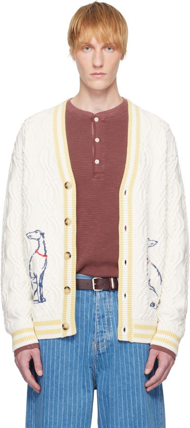 Sveter Drôle de Monsieur Drôle De Monsieur Médicis Knit Cardigan Biela | G-CA142-WO023-CM, 0