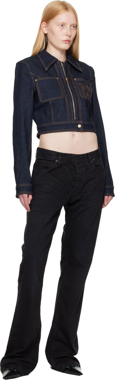 Bunda AMIRI AMIRI Zip Up Cropped Denim Jacket Modrá | AWDNWJ1007, 3