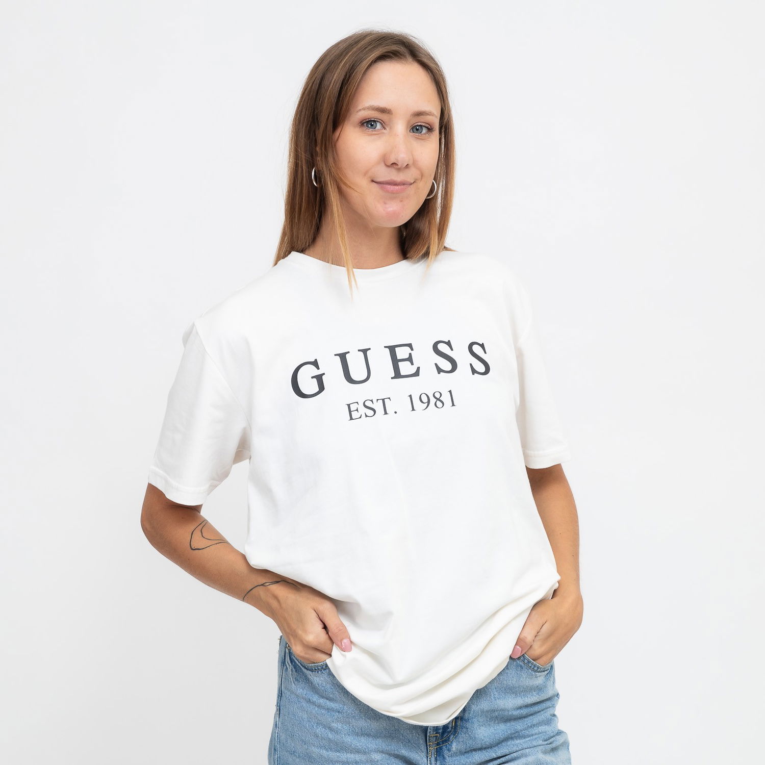 Tričko GUESS T-Shirt Est 1981 Print Biela | U4RI22K6YW0-G018, 0