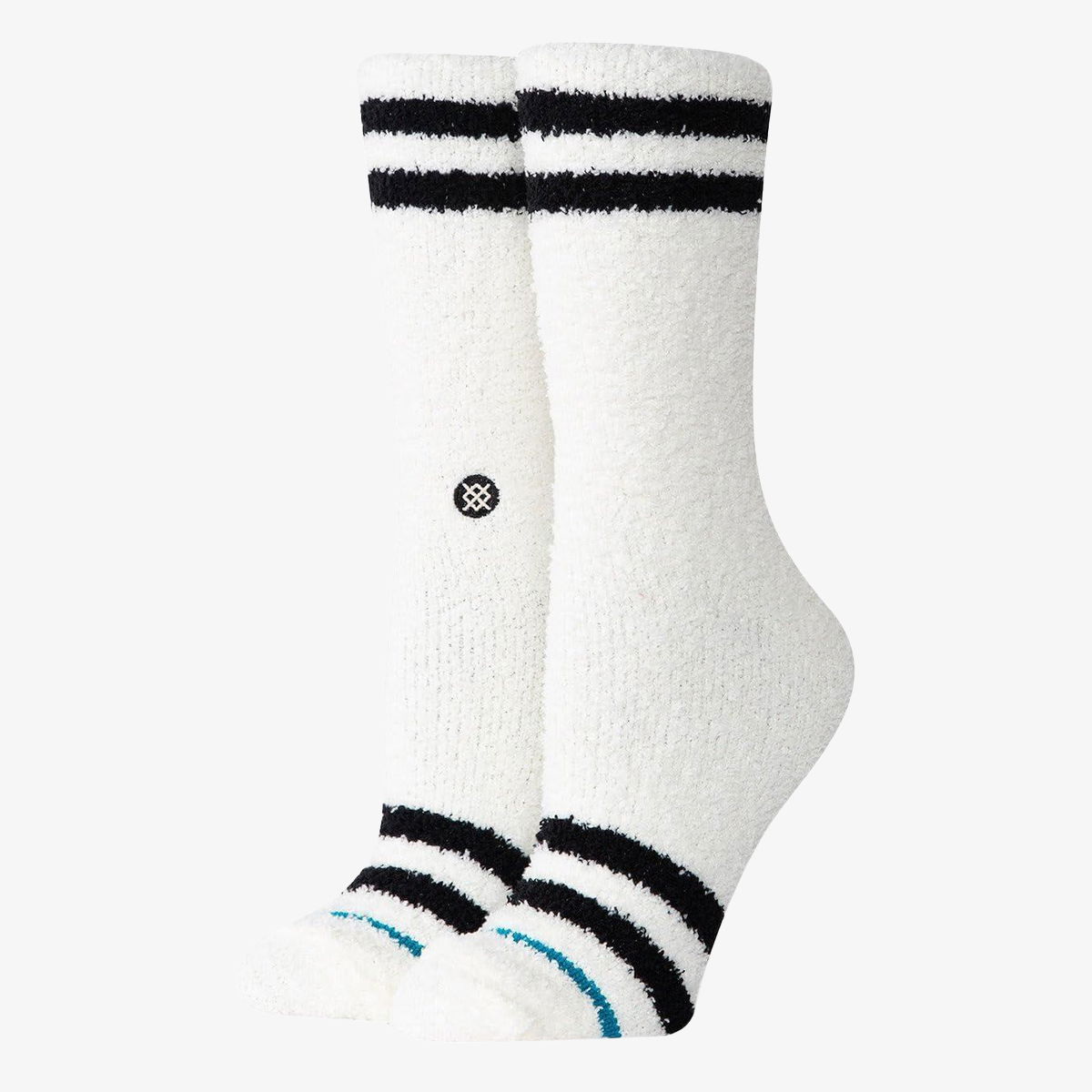 Fuzzy Crew Socks with Stripes