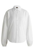 Regular-Fit Cotton Poplin Blouse with Point Collar