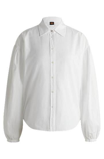 Košeľa BOSS Regular-Fit Cotton Poplin Blouse with Point Collar Biela | 50538846, 0