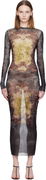 The Long Médaillon Sheer Mesh Printed Maxi Dress