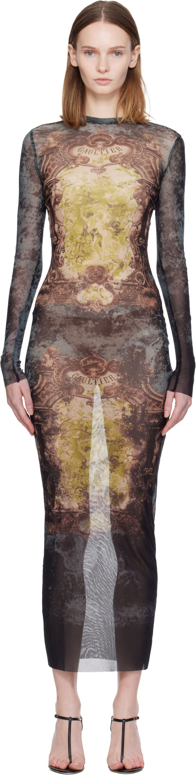Šaty Jean Paul Gaultier The Long Médaillon Sheer Mesh Printed Maxi Dress Rôznofarebný | 25/04-W-DR023-M006P-005740
