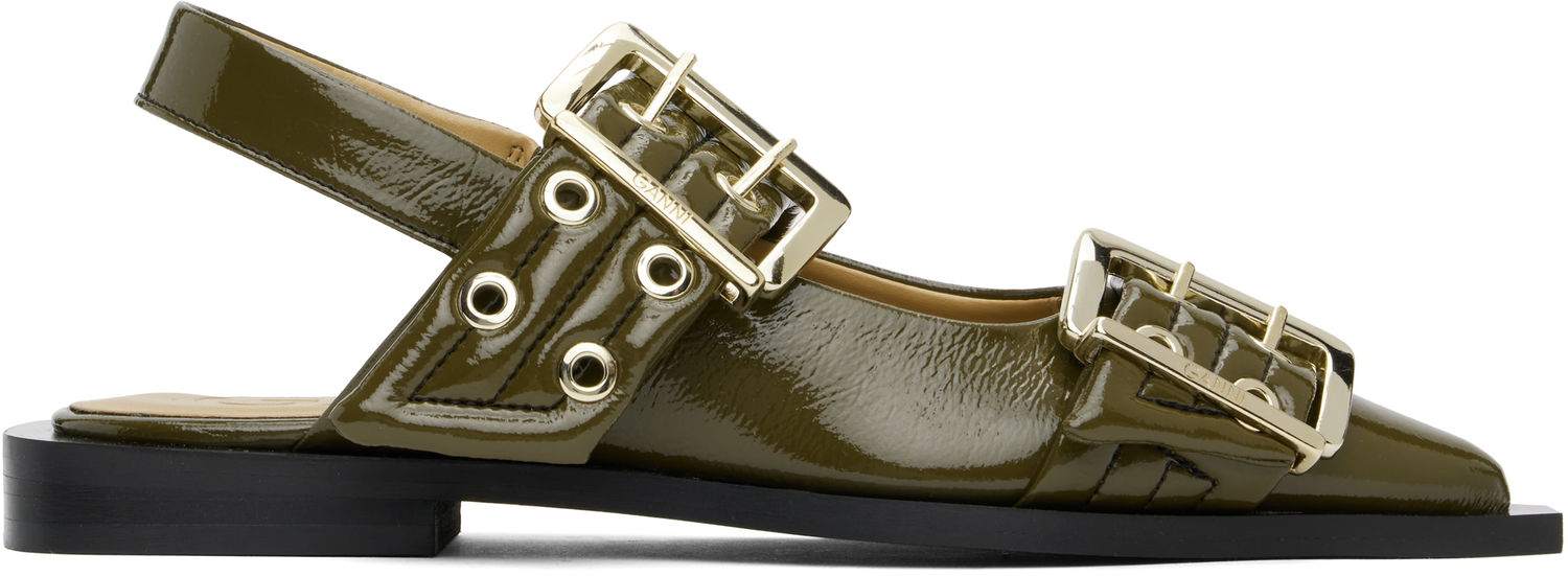 Starostlivosť o obuv GANNI GANNI Buckle Flats Zelené | S2872, 0